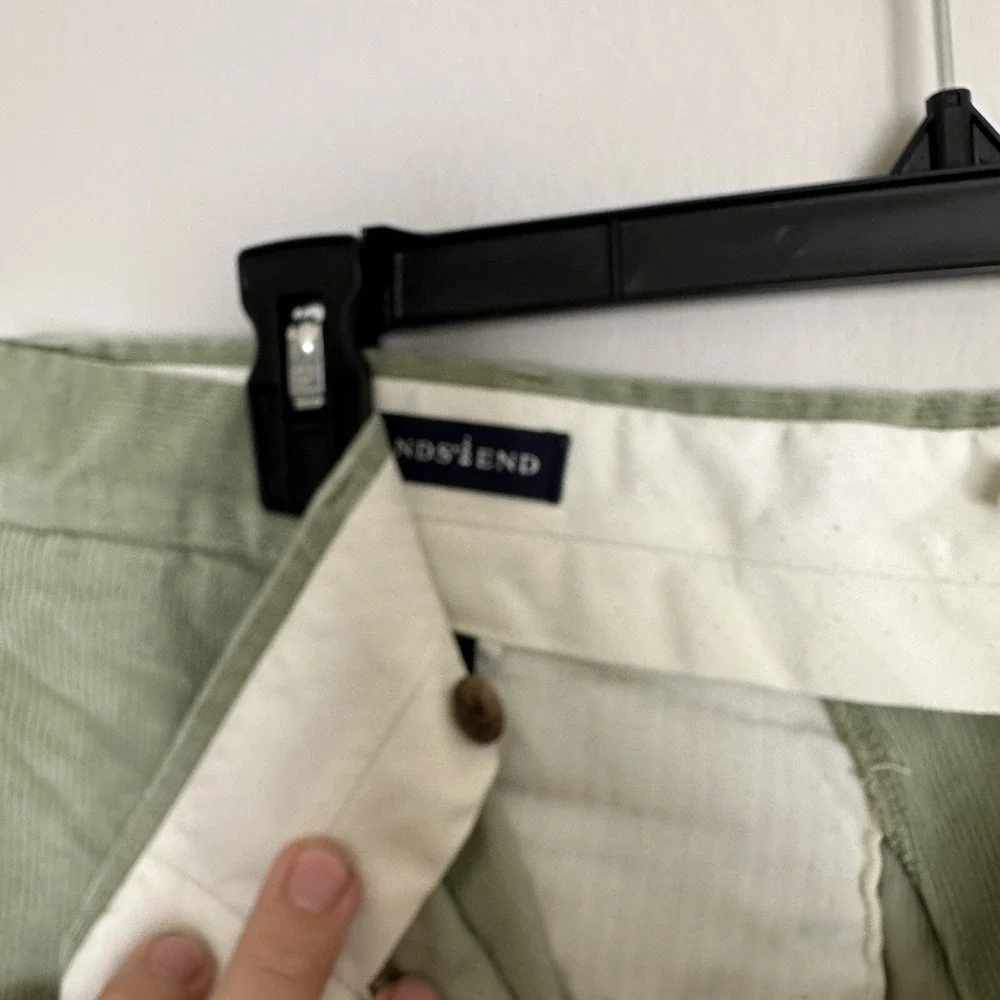 Lands End‎ Mens Sage Green Corduroy Pants Straight Leg 35x28 Cotton Chinos